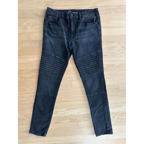Original Use Black Moto Jeans Biker Style Skinny Denim Pants size 32 - Picture 1 of 6